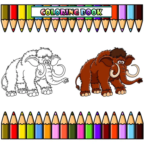 Cartoon mammoth for coloring book