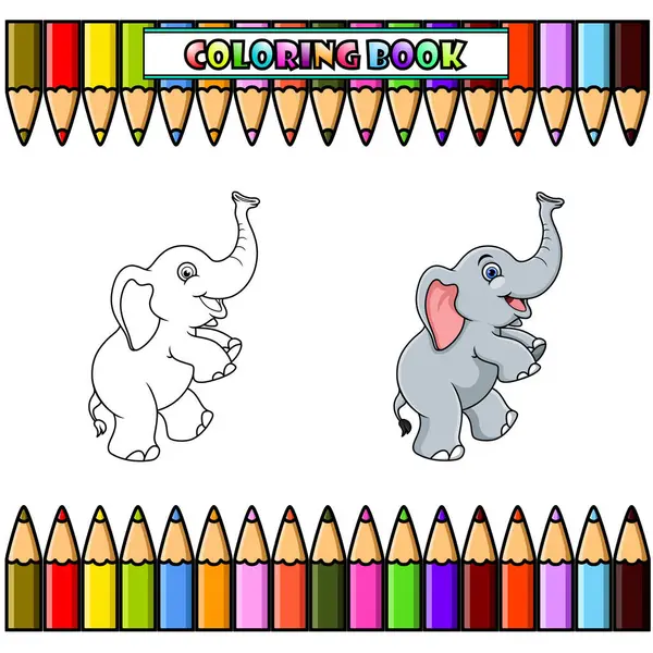 Cartoon baby elephant for coloring book