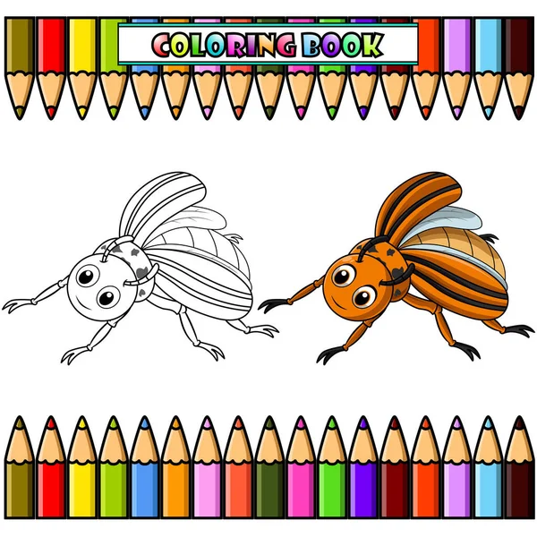Colorado beetle cartoon for coloring book