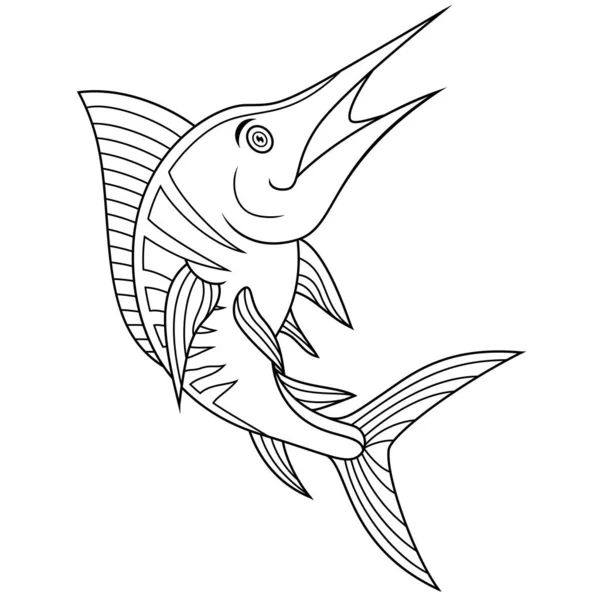 cartoon marlin fish line art