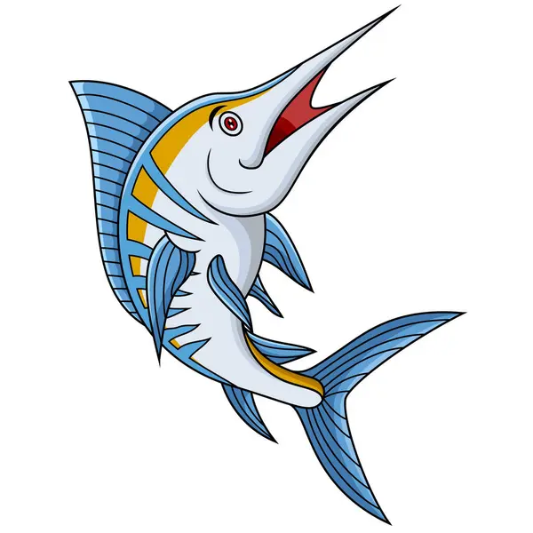 cartoon marlin fish isolated on a white background