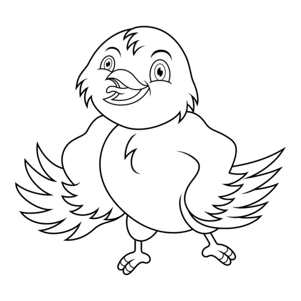 Cartoon Canary Bird Line Art — Stockvektor
