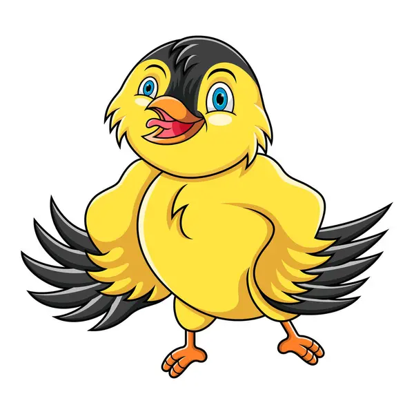 Cartoon Yellow Canary Bird White Background — Stockvektor