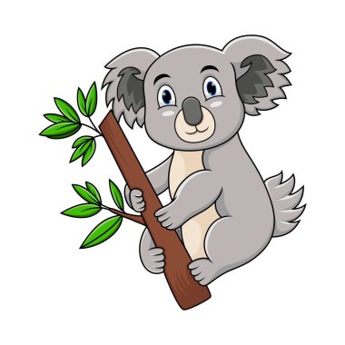 Şirin koala karikatür bir ağaç üzerinde