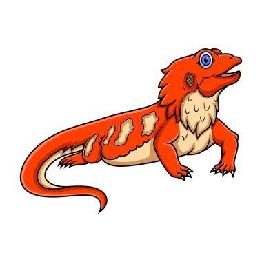 Cartoon bearded dragon on white background