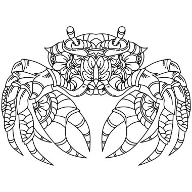 Zentangle tarzında el çizimi Yengeç