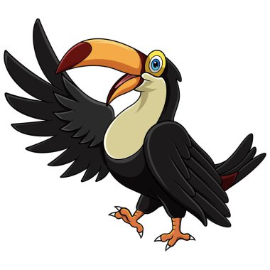 Çizgi film Toucan kuşu kanat sallıyor. 