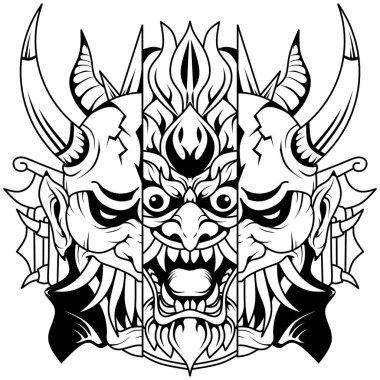 Şeytan maskotu logosu tasarım sanatı