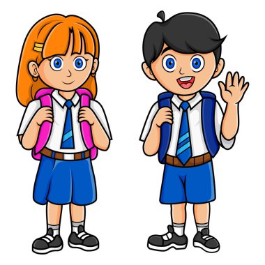 Sırt çantalı kız ve erkek.