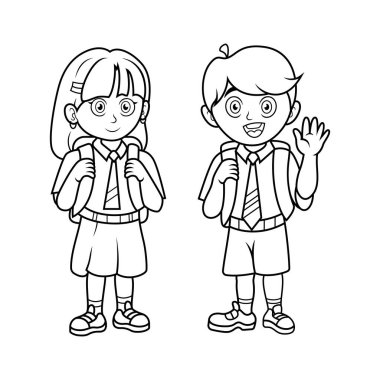 Sırt çantası çizgili kız ve erkek.