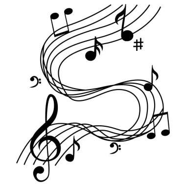 Beyaz arkaplanda müzik notaları vektör tasarımı