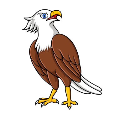 Beyaz arkaplanda kartal kuşu çizgi filmi