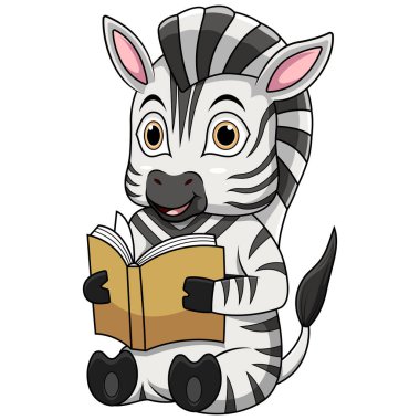 Zebra çizgi filmi bir kitap okuyor.