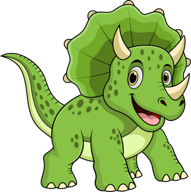 Beyaz arka planda mutlu çizgi film triceratops