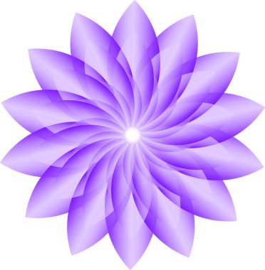 Beyaz arkaplanda mor tonlarda Geometrik çiçek.