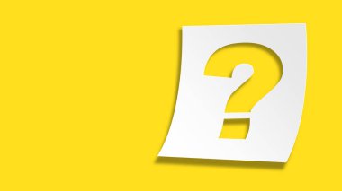 Question mark sign icon on yellow background. Flat design style with long shadow. FAQ button. Asking questions. Ask for help. Question mark stamp. Vector illustration.