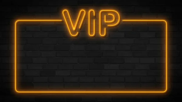 Realistic Isolated Neon Sign Vip Frame Logo Decoration Covering Wall — Stock Photo, Image