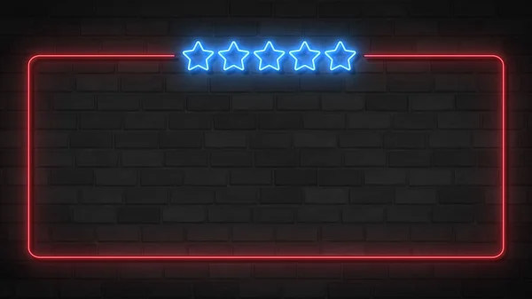 Realistisk Isolerad Neon Tecken Fem Stjärnor Ram Logotyp För Dekoration — Stockfoto