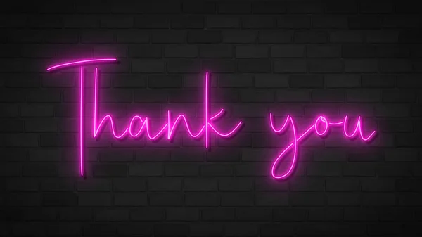 Thank you pink neon sign. Glowing neon lettering Thank you template.