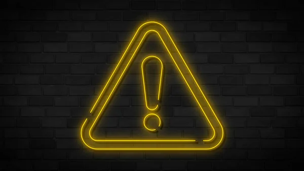 Tuğla Duvarda Sarı Neon Tehlike Işareti Nternet Elementleri Web Siteleri — Stok fotoğraf