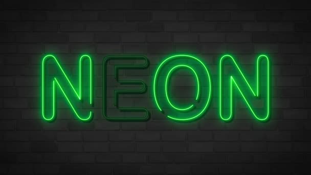 Neon Sign Neon Brick Wall Background Render Light Banner Wall — Stock Video
