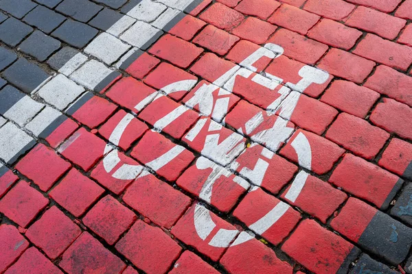 Знак Червоний Велосипед Вулиці Праги — стокове фото