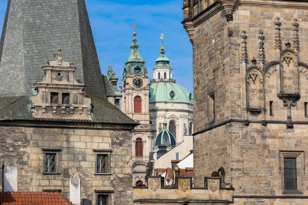 stock image Prague, Czech Republic - 5 September 2022: Lesser Town Bridge Tower and Saint Nicholas church