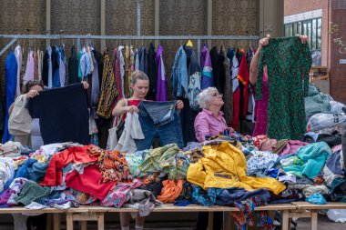 Amsterdam, Netherlands - 6 September 2022: People shopping at Waterlooplein Flee Market clipart