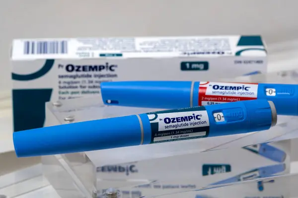 Montreal November 2023 Ozempische Semaglutide Injectiepennen Doos Ozempic Een Medicijn Stockafbeelding