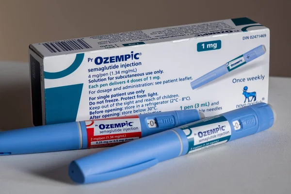 Montreal November 2023 Ozempische Semaglutide Injectiepennen Doos Ozempic Een Medicijn Stockfoto