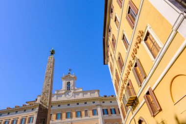 Rome, IT - 11 August 2023: Palazzo Montecitorio and Obelisk of Montecitorio clipart