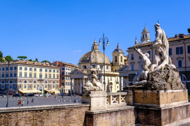 Roma, IT - 11 Ağustos 2023: Piazza del Popolo