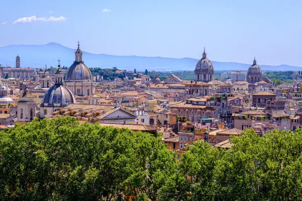 Rome, IT - 11 August 2023: Rome skyline from the top of Castel Sant Angelo