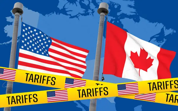 ABD ve Kanada, önünde gümrük bandı bulunan direklerde ticari engelleri vurguluyor