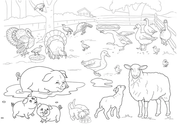 家畜と農場の背景 — ストックベクタ