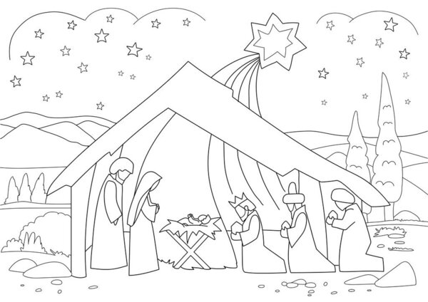 Nativity Coloring Book Page | Nativity coloring, Nativity coloring pages, Christmas coloring books 4