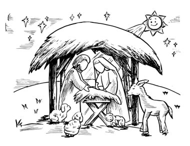 Noel Doğumu Sahnesi Çizimi