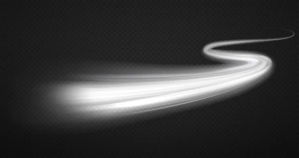 Weiß Leuchtende Lichtwelle Geschwindigkeitslinie Abstrakte Wellenförmige Lichtspur Blitzt Wirbelnde Bewegungskurve — Stockvektor