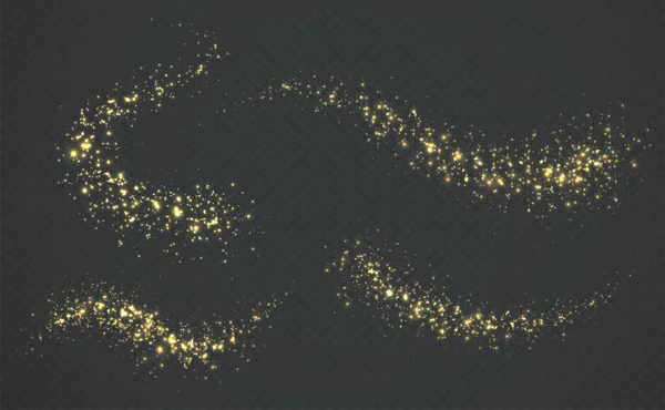 Σύνολο Λαμπερά Κύματα Χρυσού Χρώματος Νέο Έτος Και Χριστούγεννα Glitter — Διανυσματικό Αρχείο
