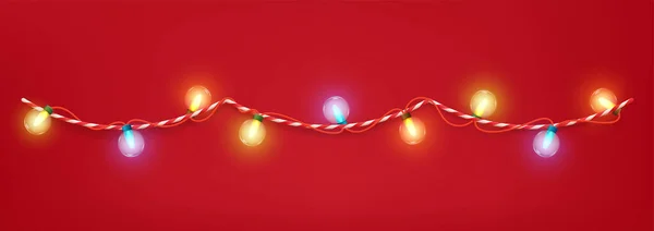 Ghirlande Addobbi Natale Capodanno Luminose Lampadine Vetro Incandescente Decorazioni Festive — Vettoriale Stock