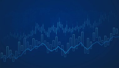 Business candle stick chart in the stock market with an uptrend. Financial investment economic ascending rise and fall chart with growth line.
