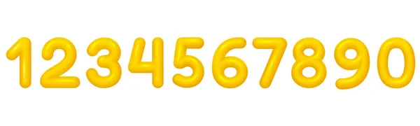 Satz Gelber Zahlen Figuren Auf Weißem Hintergrund — Stockvektor