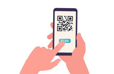 El kameraları QR kodunu tarıyor. Çevrimiçi alışveriş ve ödemeyi kavramsallaştır, işlemleri yürüt, arama uygulamaları.