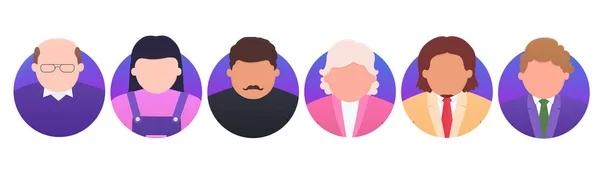 Perfil Avatares Anônimos Rostos Homens Mulheres Retratos Desenhos Animados Personagens — Vetor de Stock