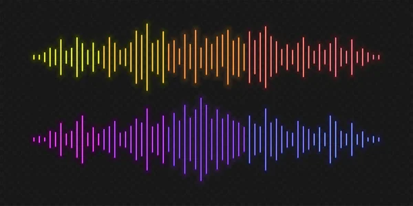 声波霓虹灯节奏与模仿的声音 语音识别概念 — 图库矢量图片