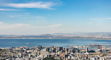 Panorama Cape Town şehri. Güney Afrika şehir manzarası, şehir manzarası