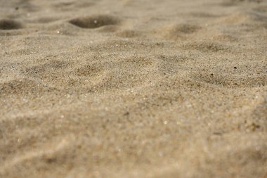 Olaysız kum dokusu, plaj arkaplanı, yan görünüş, seçici odak