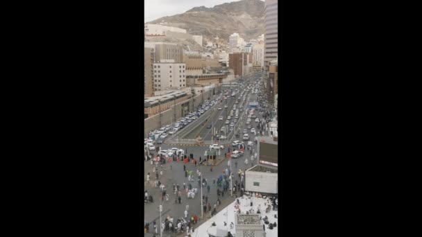 Mecca Saudi Arabia Januari 2023 Vertikalt Format Ovanifrån Offentlig Hyttkö — Stockvideo