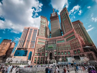 MECCA, KINGDOM OF SAUDI ARABIA-JUNE 1,2023:Abraj Al Bait (Royal Clock Tower Makkah) in Makkah. The tower is the tallest clock tower in the world at 601m (1972 feet), built at a cost of USD1.5 billion. clipart