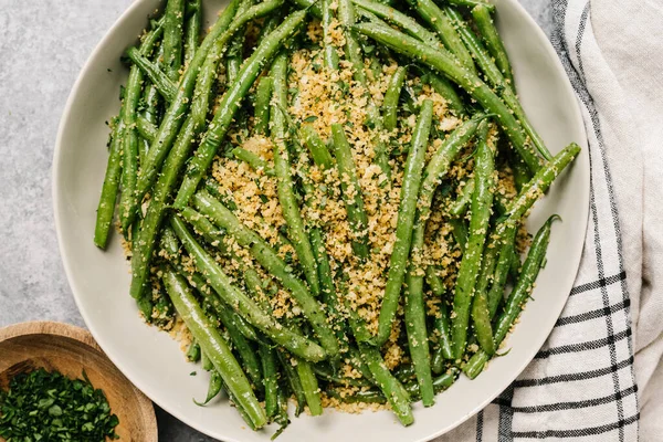 Italian Style Green Beans Breadcrumbs Royalty Free Stock Images
